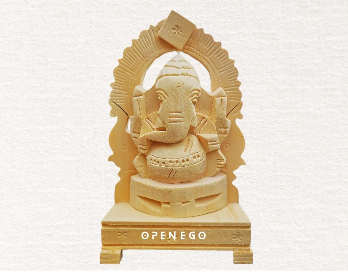 Handmade Ganesha idol carved from Erukku root